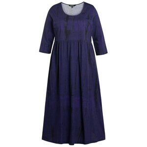 Ulla Popken size 20 22 Tye Dye Print empire cotton knit a-line Midi Dress Purple